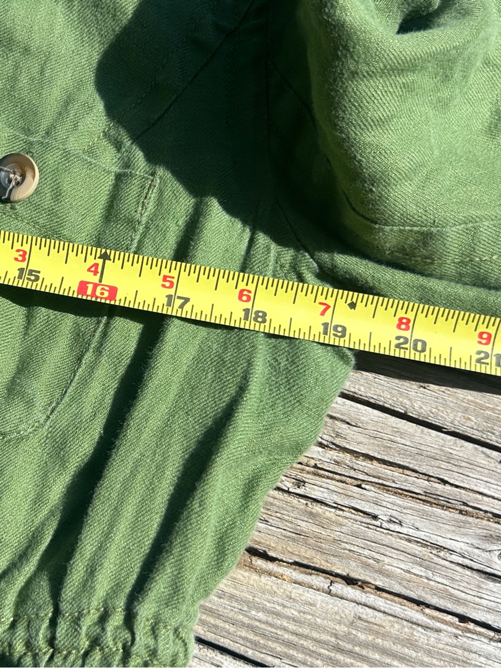 Live A Little Linen Jacket Women M Matcha Green Ruched Boho Utility Lagenlook - Picture 5 of 5